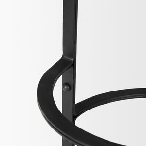 Neo 26.3" Seat Height Brown Wood Seat Black Metal Frame Stool