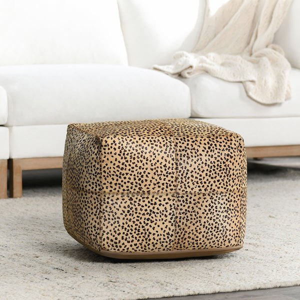 Classic Home Hide Pouf with Leather Design