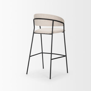 Carolyn Bar Stool w/ Oatmeal Fabric & Matte Black Metal