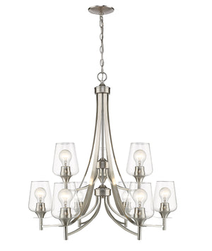 Joliet 9 Light Chandelier in Brushed Nickel Finish