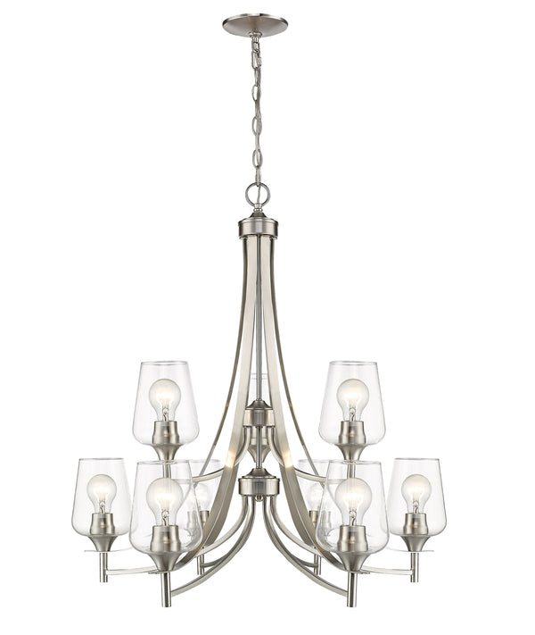 Joliet 9 Light Chandelier in Brushed Nickel Finish