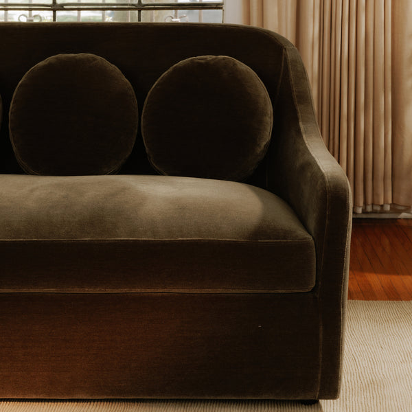 Moe's Rialto Sofa in Dark Green Faux Mohair