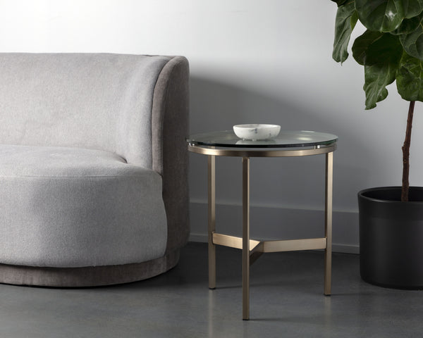 FLATO END TABLE - ANTIQUE BRASS
