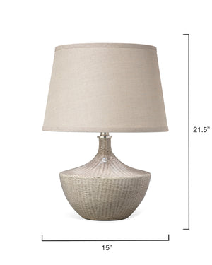 Basketweave Ceramic Table Lamp with Linen Shade