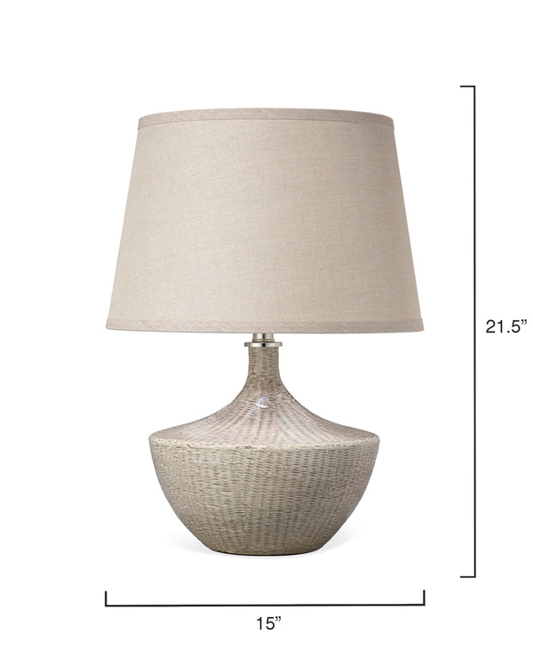 Basketweave Ceramic Table Lamp with Linen Shade