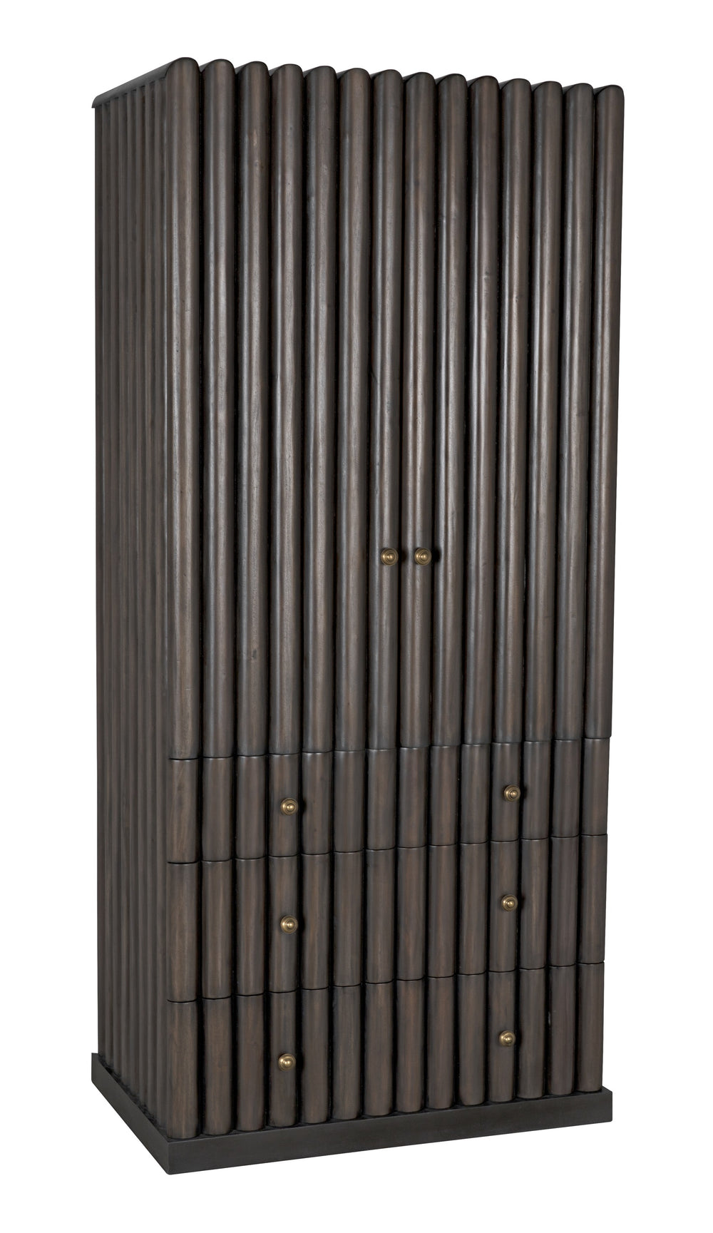 Amunet Mahogany Hutch in Pale Finish with Light Brown Trim and Brass Pulls