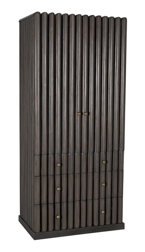 Amunet Mahogany Hutch in Pale Finish with Light Brown Trim and Brass Pulls