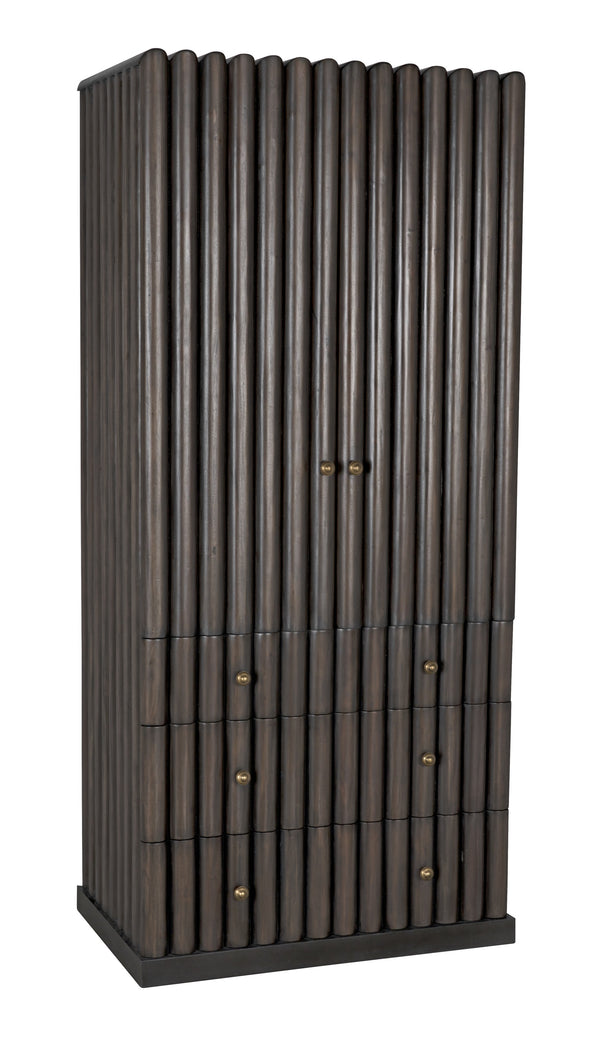 Amunet Mahogany Hutch in Pale Finish with Light Brown Trim and Brass Pulls