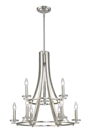 Verona 9 Light Chandelier in Brushed Nickel Finish