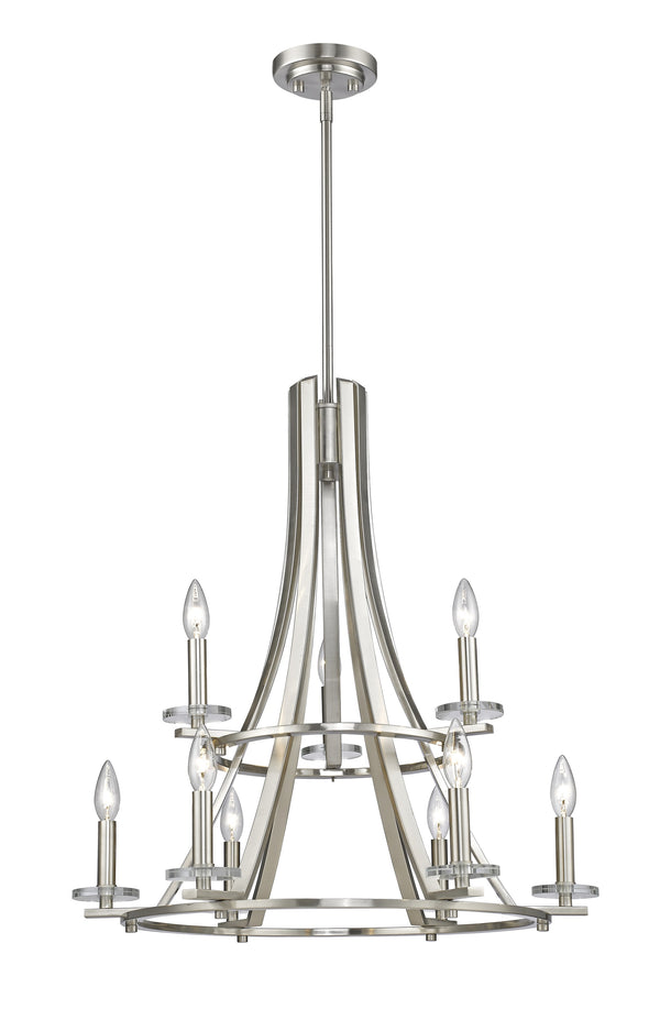 Verona 9 Light Chandelier in Brushed Nickel Finish