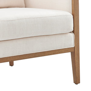 Tillman Fabric Accent Arm Chair w/ Rattan, Shortbread/Natural