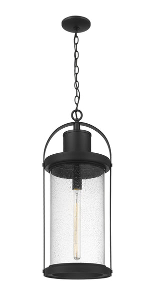 Roundhouse 1 Light Outdoor Chain Mount Ceiling Fixture in Black Finish