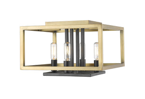 Quadra 4 Light Flush Mount in Olde Brass + Bronze Finish
