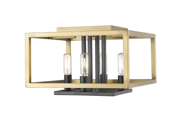 Quadra 4 Light Flush Mount in Olde Brass + Bronze Finish