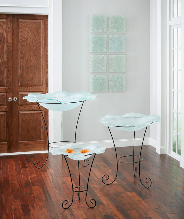Frosted Glass Bowl on Stand, MD