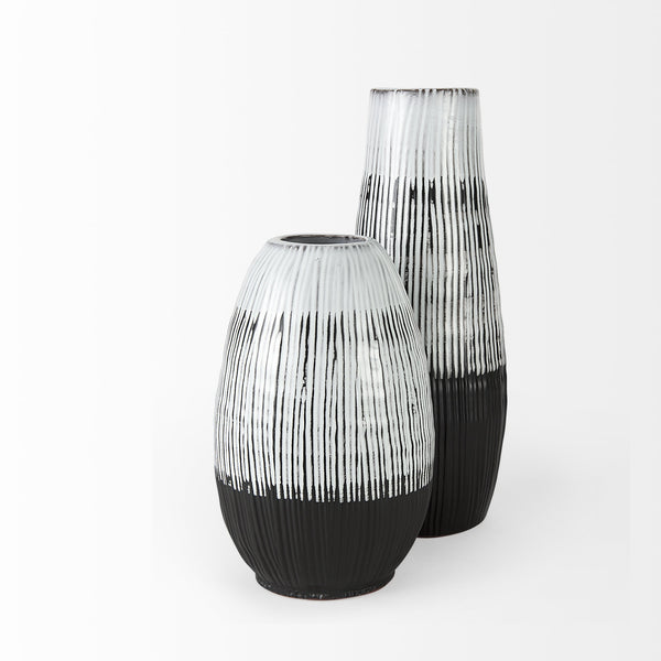 Tanami I Tall Dark Brown/White Ceramic Vase