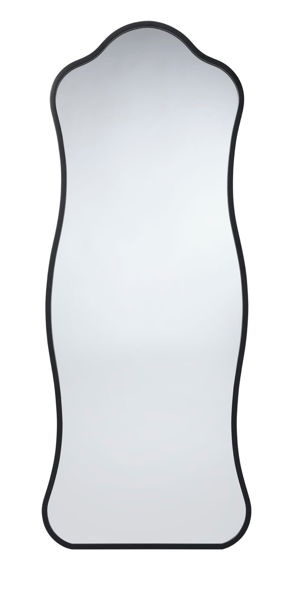 Aurora Wavy Iron Floor Mirror, Black