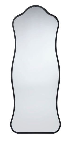 Aurora Wavy Iron Floor Mirror, Black