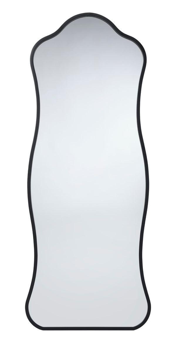 Aurora Wavy Iron Floor Mirror, Black