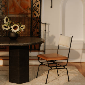Moe's Posta Dining Chair in Brown Leather & Fabric