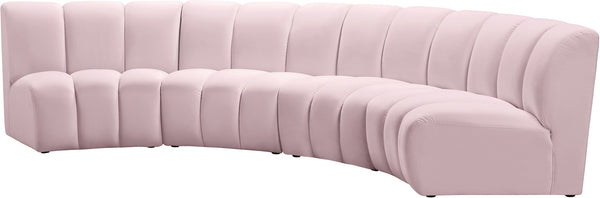 Lynda 4pc. Modular Sectional In Pink Velvet