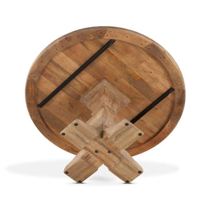 San Rafael 60-Inch Round Mango Wood Dining Table in Antique Oak Finish