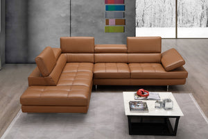 Eliza Italian Leather Sectional Caramel In Left hand Facing
