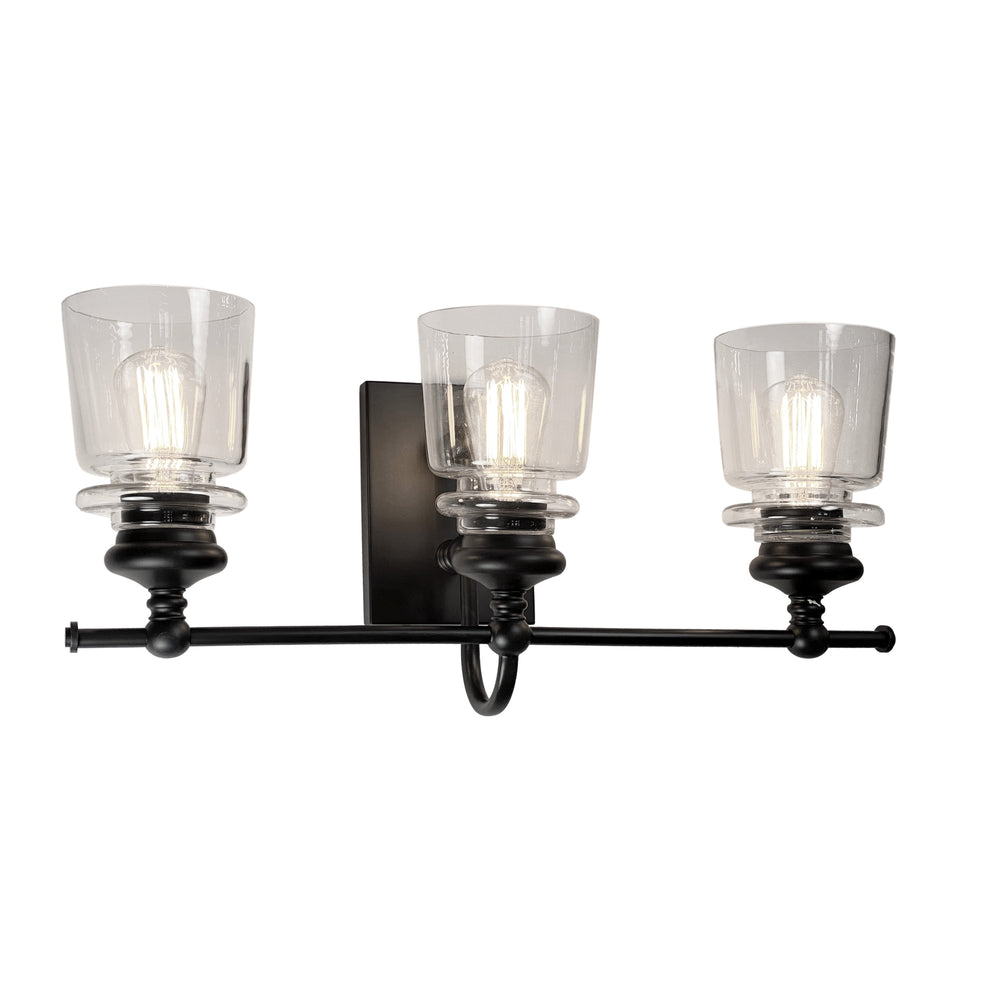 Castara 3 Light Wall Light AC11593BK in Black & Brass
