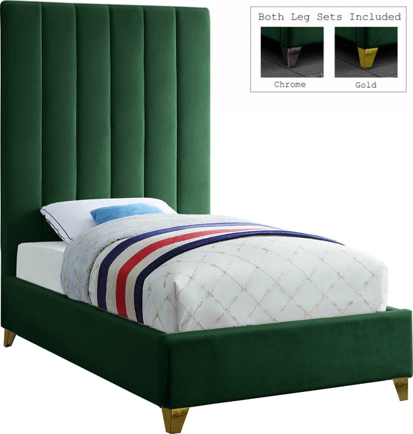 Glenda Twin Bed In Green Velvet