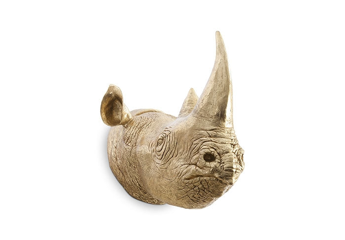 Rhinoceros Wall Sculpture, Gold Leaf