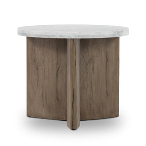 Toli End Table In Italian White Marble