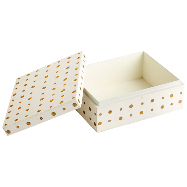 Dot Crown Container in White and Brass