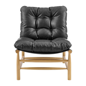 Oswald Faux Leather Tufted Accent Chair, Casa Black