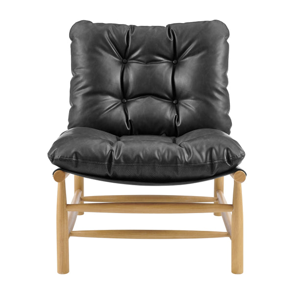 Oswald Faux Leather Tufted Accent Chair, Casa Black