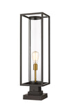 Dunbroch 1 Light Outdoor Pier Mounted Fixture in Deep Bronze + Outdoor Brass Finish