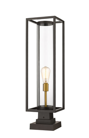 Dunbroch 1 Light Outdoor Pier Mounted Fixture in Deep Bronze + Outdoor Brass Finish