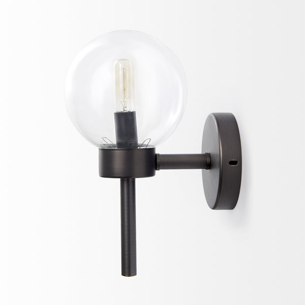 Boltern II 6x12 Black Toned Glass Globe Wall Sconce