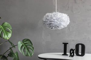 Eos Mini Hardwired Pendant in Grey with White Cord