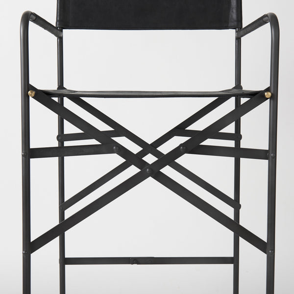 Direttore 19.3L x 19.3W x 44.1H Black Leather Seat W/Black Iron Frame Bar Stool
