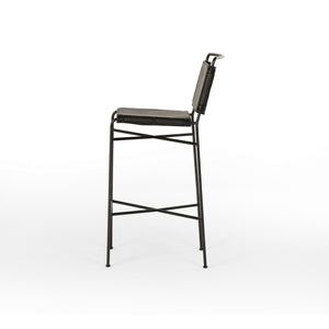 Wharton Bar Stool in Distressed Black