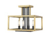 Quadra 4 Light Semi Flush Mount in Olde Brass + Bronze Finish