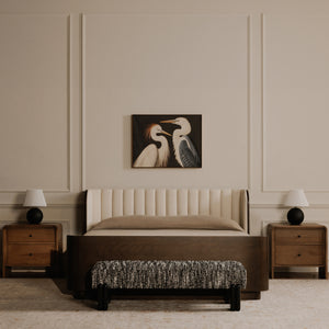 Moe's Priya Bench in Black with Textured Upholstery