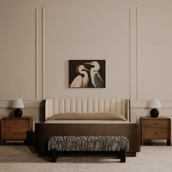 Moe's Priya Bench in Black with Textured Upholstery