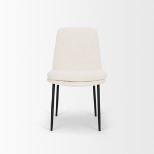Eve Dining Chair w/ Cream Boucle Fabric & Matte Black Metal
