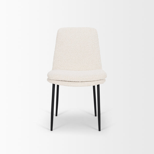 Eve Dining Chair w/ Cream Boucle Fabric & Matte Black Metal