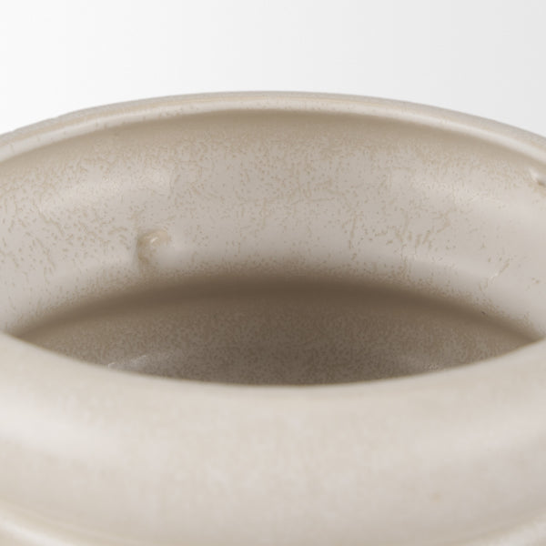 Twyla Tall Cream Glazed Ring Pot