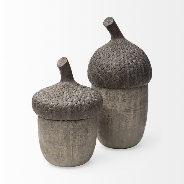 Mandor I (Small) 6L x 6W Brown Resin Acorn Box