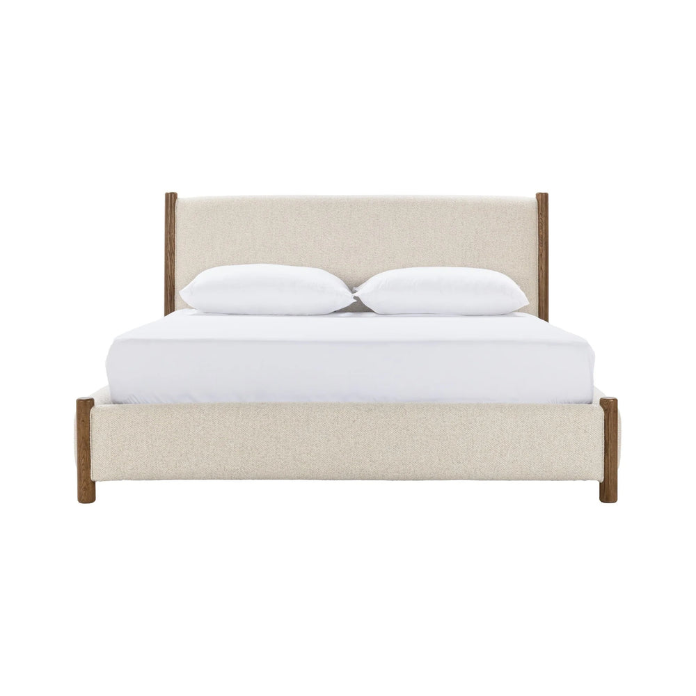 Bennington Upholstered Bed with Ash Wood Accents - Queen