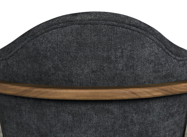 Vittorio Teak Chair in Ocean Grey Fabric with a Clear Coat Flat Finish
