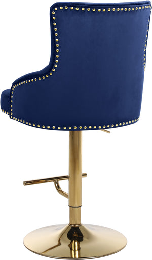 Stella Adjustable Stool In Navy Velvet and Gold